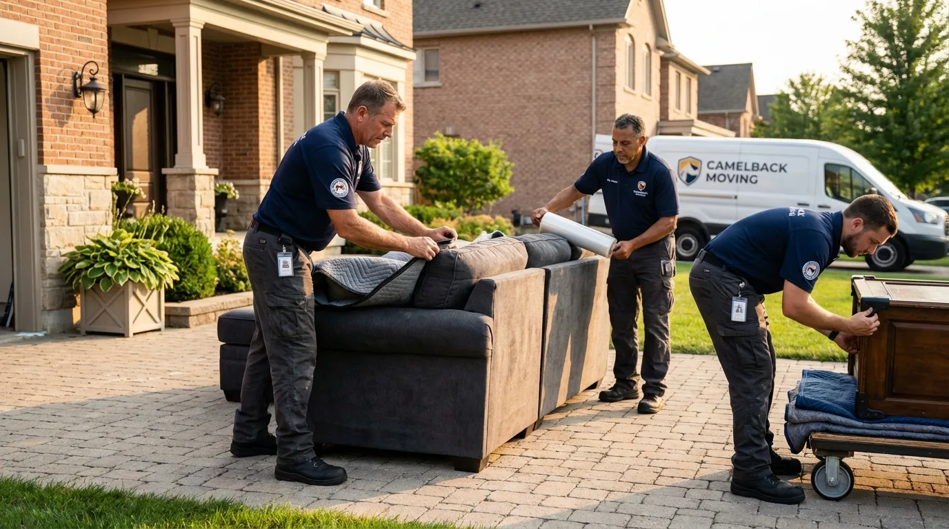 Large estate moving crew wrapping furniture in Salem, NJ