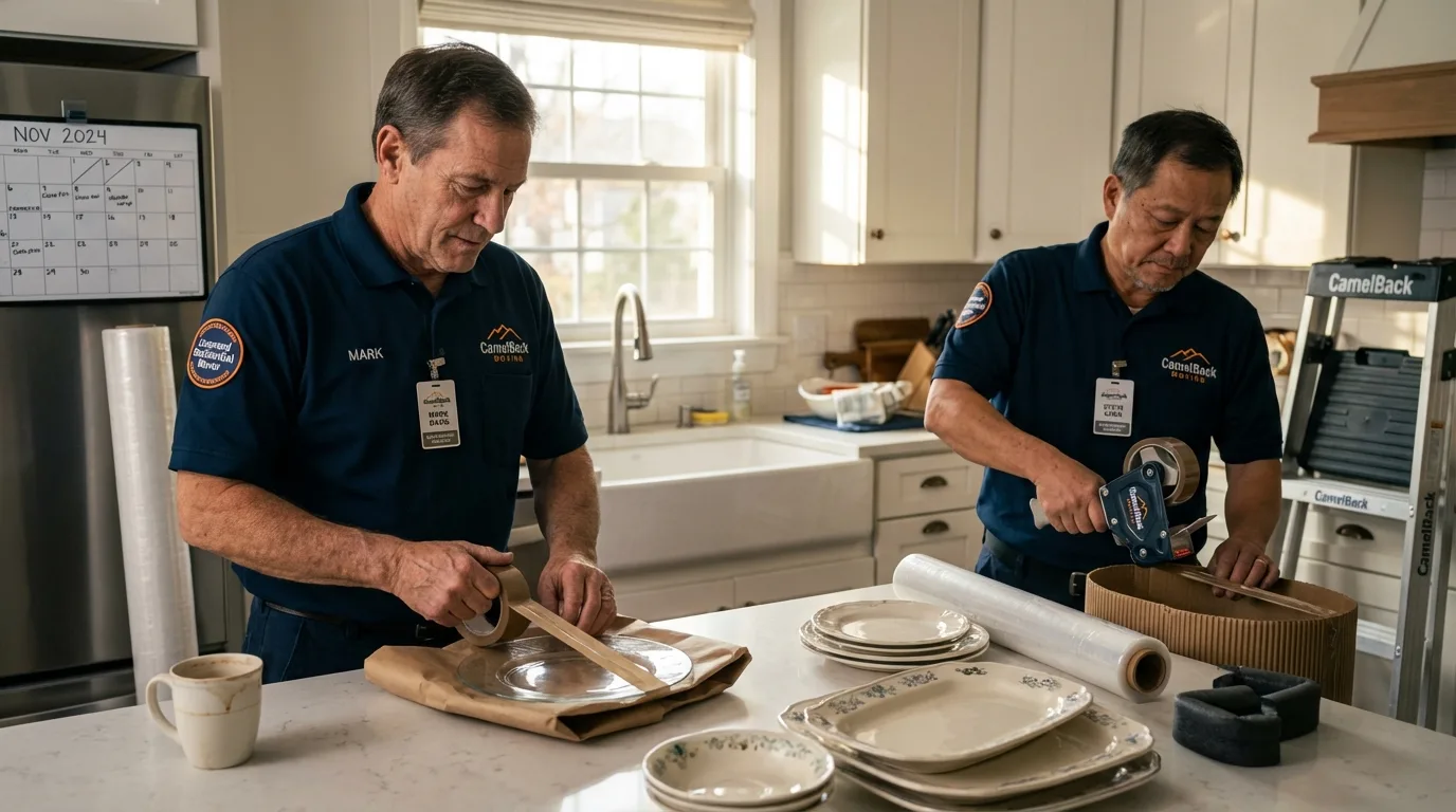Professional crew packing kitchen dishware in Salem, NJ
